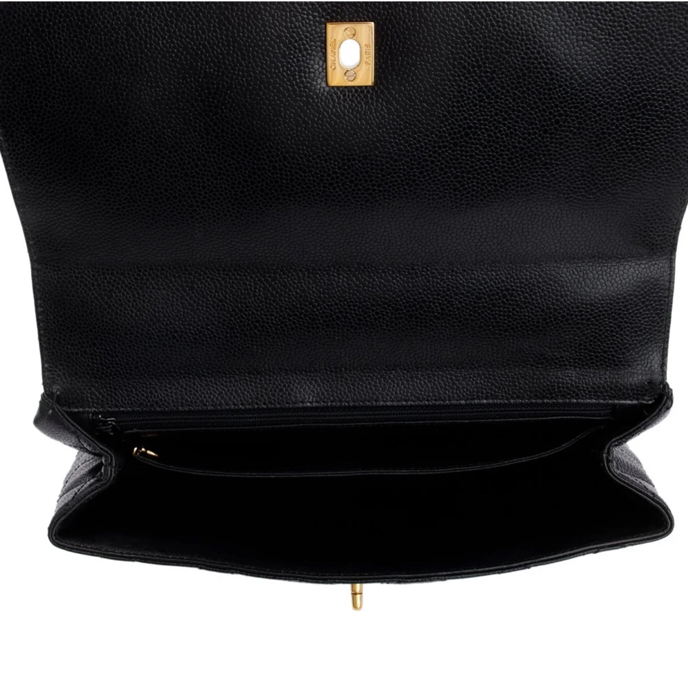 CHANEL Black Quilted Caviar Leather Jumbo Kelly Top Handle Flap Bag 24K GHW - Picture 5 of 9